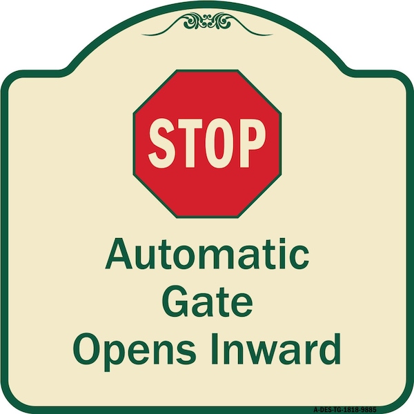 Designer Series-Stop Automatic Gate Opens Inward With Symbol, 18" x 18", TG-1818-9885